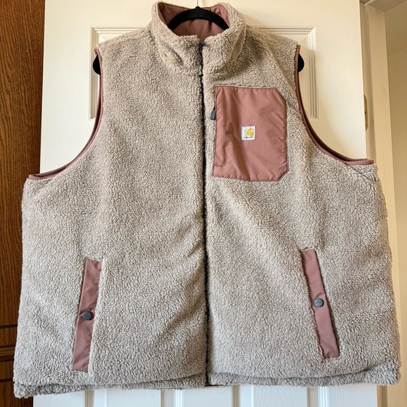 New Carhartt Montana Vest Reversible Women 2X Insulated Sherpa Waterproof Nutmeg - Picture 1 of 13